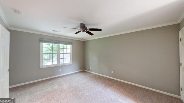 1477 Triple Creek Ct NW, Kennesaw, GA 30144 - unfurnished room featuring a ceiling fan, baseboards, light carpet, ornamental molding, and a smoke detector