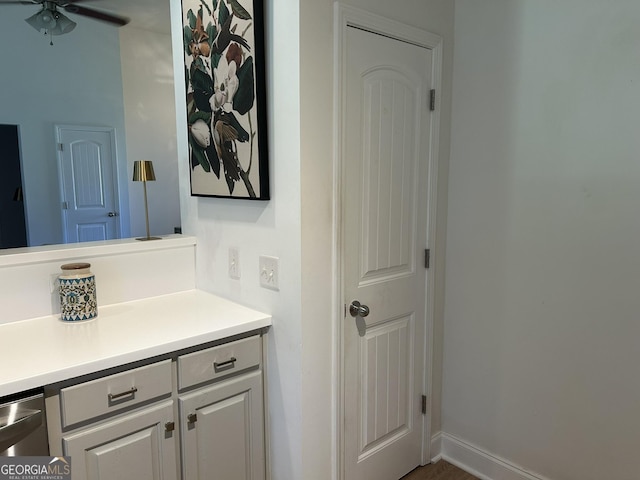 109 Berkley Cir, Warner Robins, GA 31093 - bathroom with a ceiling fan, vanity, and baseboards