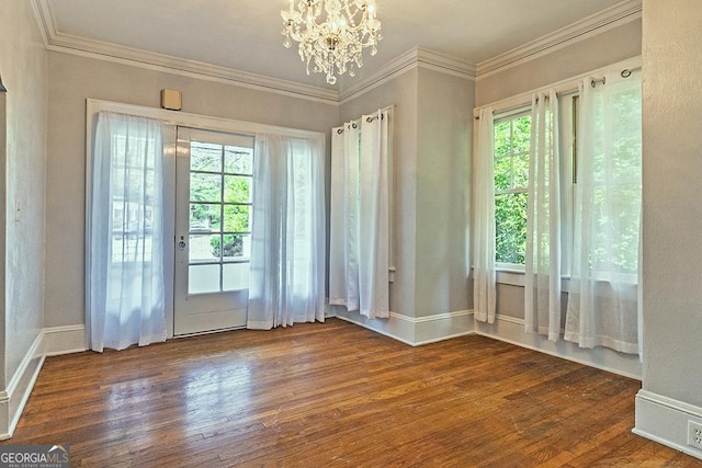 209 Forest Hill Rd, Macon, GA 31210 - doorway to outside featuring hardwood / wood-style floors, a chandelier, and crown molding