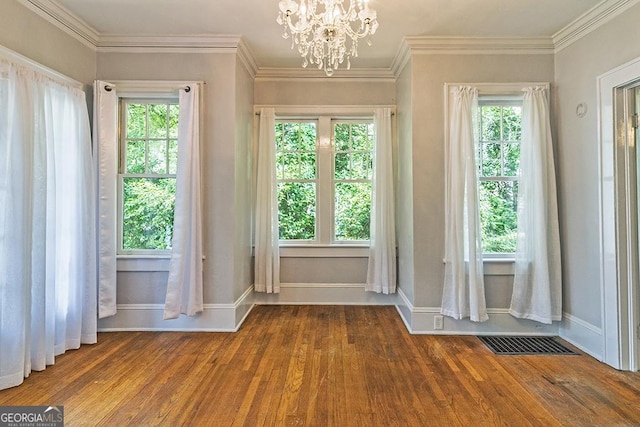 209 Forest Hill Rd, Macon, GA 31210 - doorway to outside with wood-type flooring, a chandelier, and ornamental molding