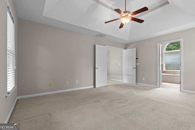 3642 Fowler Rdg, Douglasville, GA 30135 - unfurnished bedroom with light carpet, baseboards, ensuite bathroom, and ceiling fan
