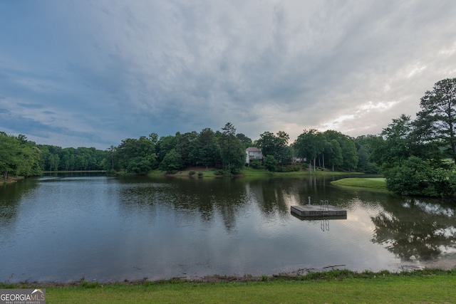 3642 Fowler Rdg, Douglasville, GA 30135 - water view featuring a heavily wooded area and a floating dock