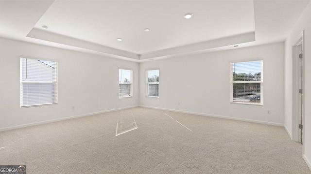 712 Curb Ct, Locust Grove, GA 30248 - unfurnished room with a tray ceiling, light carpet, healthy amount of natural light, and recessed lighting