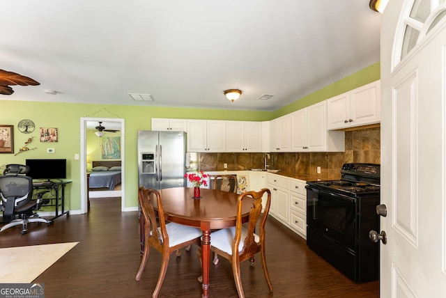212 Postell Rd, Dallas, GA 30157 - dining area featuring ceiling fan, dark wood-style flooring, and an office area
