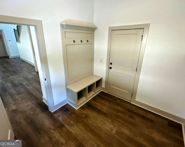 297 Ayers Creek Dr, Toccoa, GA 30577 - mudroom featuring dark wood finished floors and baseboards