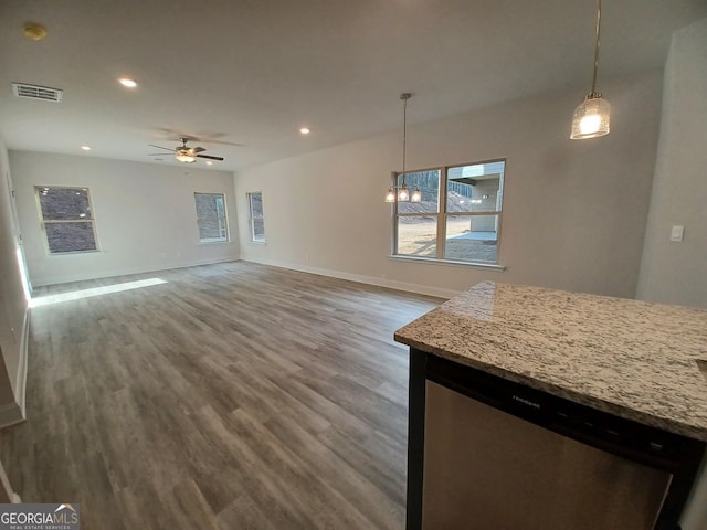 285 Magnolia Villas Dr, Cornelia, GA 30531 - unfurnished living room featuring wood finished floors, a ceiling fan, baseboards, and recessed lighting