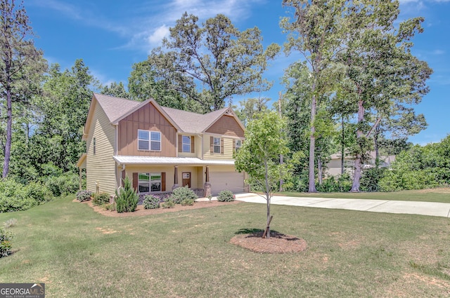 133 Coldwater Ln, Griffin, GA 30224 - craftsman inspired home featuring board and batten siding, concrete driveway, an attached garage, and a front lawn