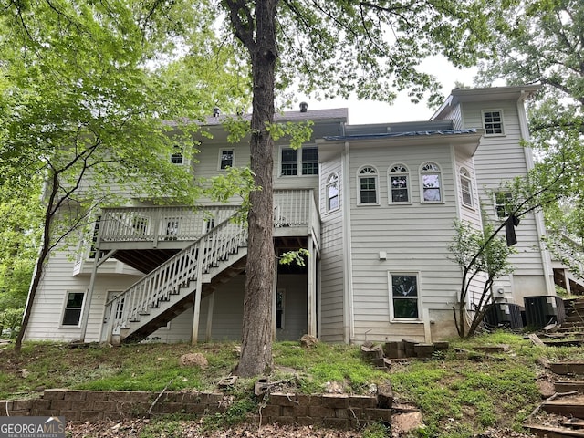 730 Redlion Run, Alpharetta, GA 30022 - back of house with stairway, a deck, and cooling unit