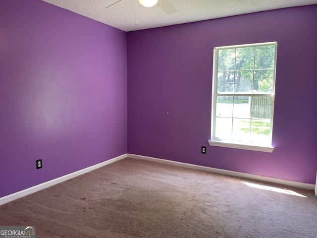 102 Driftwood Ct, Kingsland, GA 31548 - empty room with plenty of natural light, carpet, ceiling fan, a textured ceiling, and baseboards
