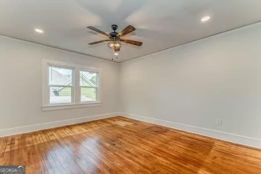 2 E 10th St SW, Rome, GA 30161 - spare room with baseboards, a ceiling fan, wood finished floors, and recessed lighting
