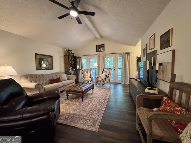 353 Lewis Cir, Commerce, GA 30529 - living room featuring a textured ceiling, dark wood finished floors, and ceiling fan