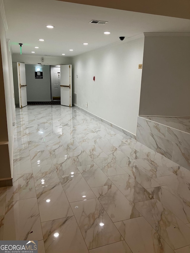 2119 Pine Heights Dr NE, Atlanta, GA 30324 - empty room with ornamental molding, recessed lighting, and baseboards