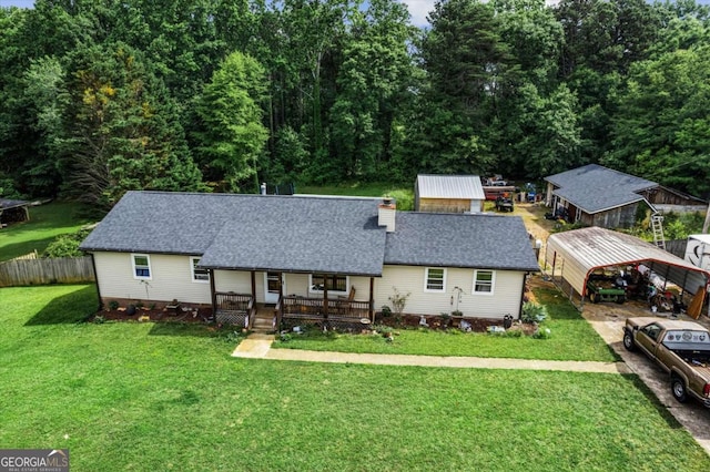 140 Wilbanks St, Buford, GA 30518 - bungalow-style house with a porch, roof with shingles, and a chimney