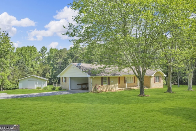 4911 Old Douglasville Rd, Lithia Springs, GA 30122 - single story home featuring a front yard, asphalt driveway, brick siding, and a carport