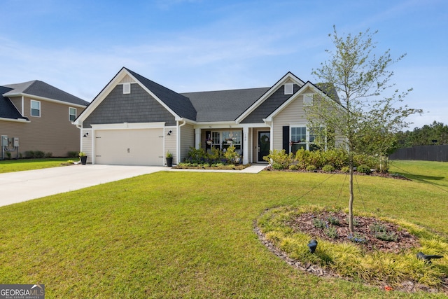 102 Bowline Ln, Kingsland, GA 31548 - craftsman inspired home with an attached garage, driveway, and a front yard