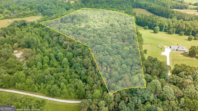 751 Hawkins Rd, Homer, GA 30547 - aerial view of property's location featuring a heavily wooded area and property parcel outlined