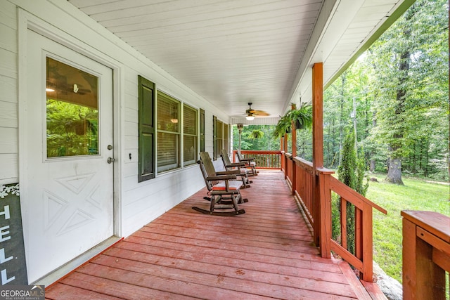 751 Hawkins Rd, Homer, GA 30547 - wooden porch featuring ceiling fan