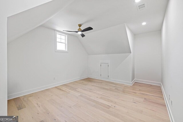 29 Cedar Blf, Winder, GA 30680 - bonus room with a ceiling fan, light wood-type flooring, lofted ceiling, and recessed lighting