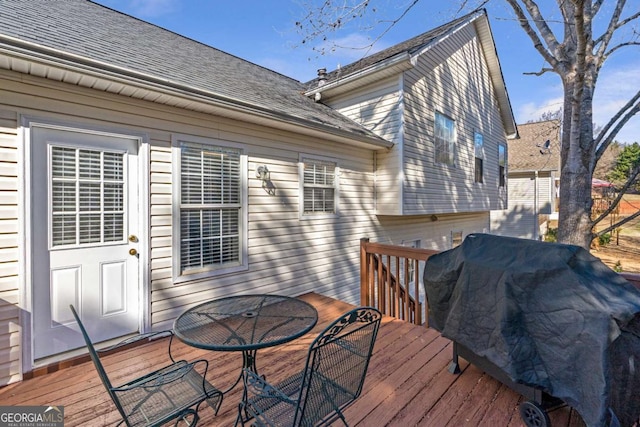 239 Taylors Farm Dr, Canton, GA 30115 - wooden deck with outdoor dining space and area for grilling