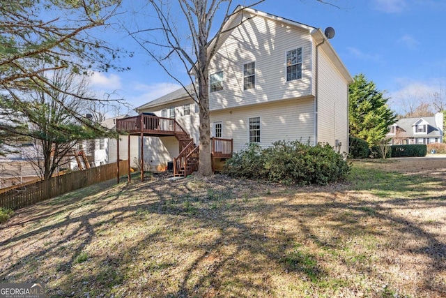 239 Taylors Farm Dr, Canton, GA 30115 - back of house with a deck and stairway