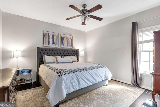 239 Taylors Farm Dr, Canton, GA 30115 - bedroom with wood finished floors, baseboards, and ceiling fan