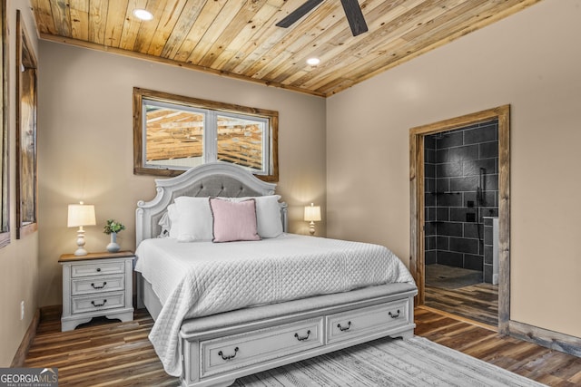 795 E Jones Chapel Rd, Danielsville, GA 30633 - bedroom with wooden ceiling, wood finished floors, recessed lighting, and a ceiling fan