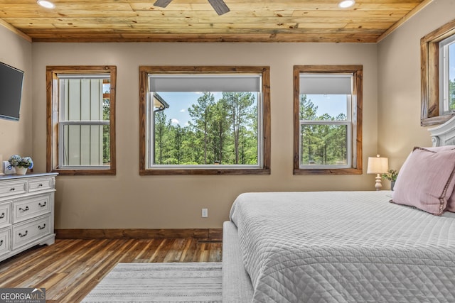 795 E Jones Chapel Rd, Danielsville, GA 30633 - bedroom featuring wood ceiling, wood finished floors, recessed lighting, and ceiling fan