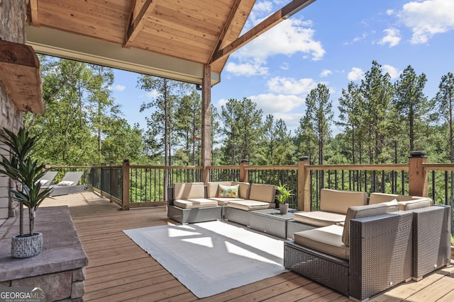 795 E Jones Chapel Rd, Danielsville, GA 30633 - wooden deck with an outdoor living space