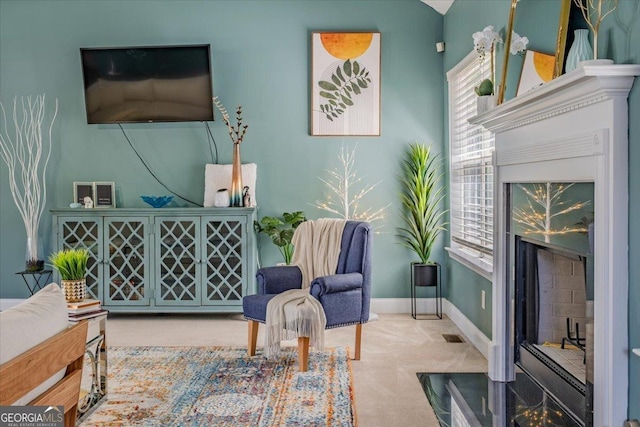4348 Tillage Path, Douglasville, GA 30135 - sitting room with a premium fireplace, carpet, and baseboards