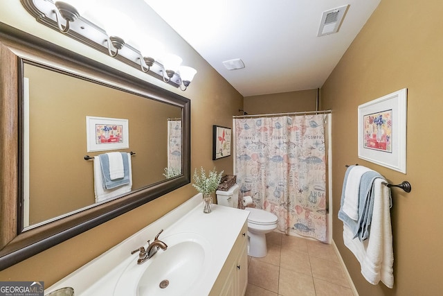 168 Observation Pt, Dallas, GA 30132 - full bathroom with vanity, tile patterned floors, toilet, and a shower with shower curtain