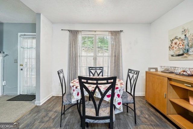 11529 Vinea Ln, Hampton, GA 30228 - dining area featuring dark wood-style floors, baseboards, and a textured ceiling