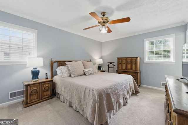 4205 Jeri Lynn Ct, Tucker, GA 30084 - bedroom with light colored carpet, baseboards, ornamental molding, and a ceiling fan
