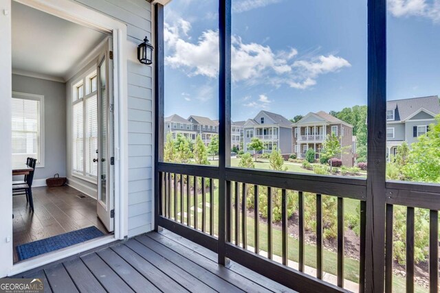 3108 Huntington Pl, Milton, GA 30004 - unfurnished sunroom featuring a residential view