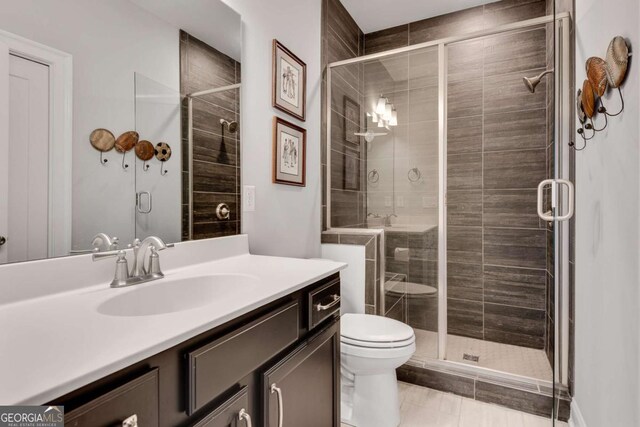 3108 Huntington Pl, Milton, GA 30004 - full bathroom featuring toilet, vanity, and a shower stall