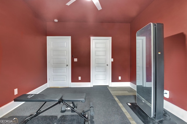 234 Thyme Leaf Way, Locust Grove, GA 30248 - workout area with a ceiling fan and baseboards