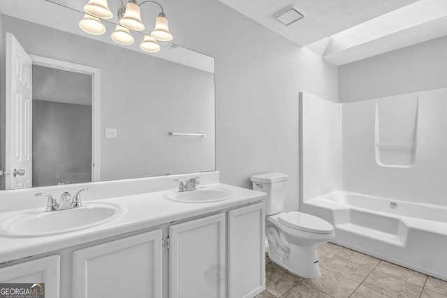 6541 Lazy Creek Ct, Lithonia, GA 30058 - full bathroom with double vanity, toilet, tile patterned floors, and bathtub / shower combination
