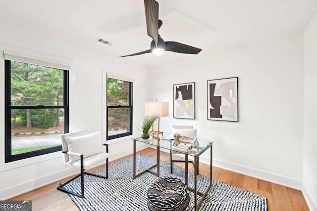 1815 Coventry Rd, Decatur, GA 30030 - office with healthy amount of natural light, baseboards, wood finished floors, and a ceiling fan