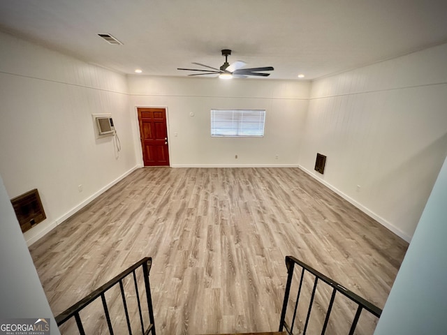 108 Plum St, Dublin, GA 31021 - unfurnished living room with a ceiling fan, light wood-style floors, baseboards, and recessed lighting
