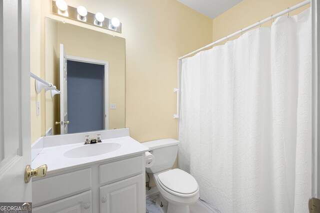 4801 Devonhurst Way, Powder Springs, GA 30127 - full bath with vanity, toilet, and a shower with shower curtain