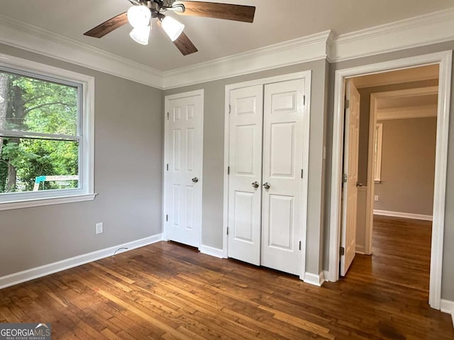 2751 Wayman Dr, Gainesville, GA 30506 - unfurnished bedroom featuring dark wood-style floors, baseboards, and crown molding