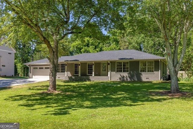 762 Rockbridge Rd NW, Lilburn, GA 30047 - ranch-style house featuring crawl space, driveway, a garage, and a front lawn