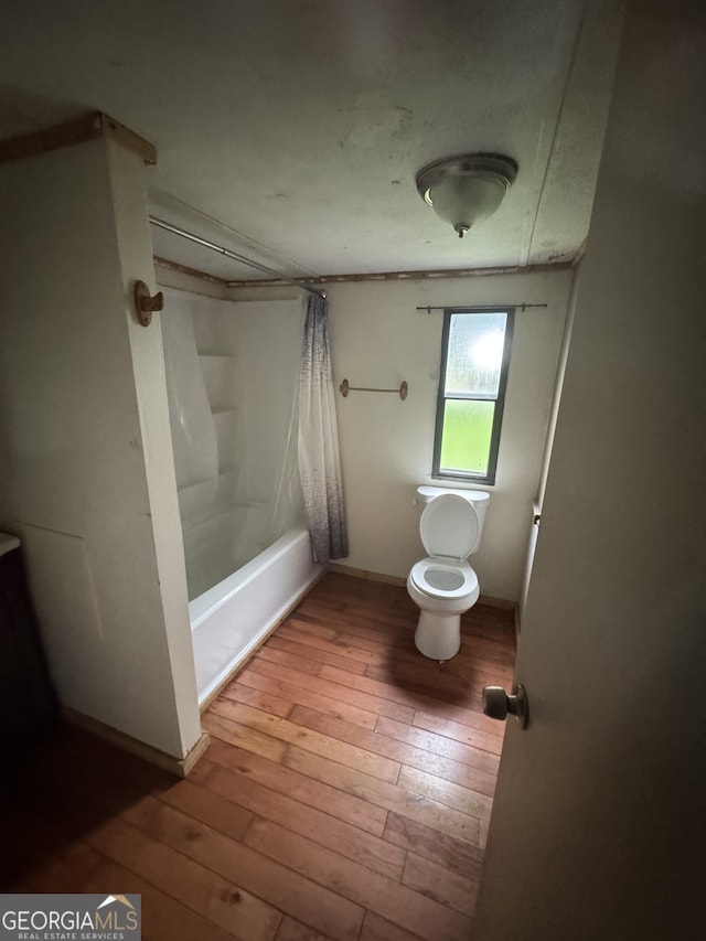 165 Twin Mountain Lake Rd, Talking Rock, GA 30175 - full bath with toilet, wood-type flooring, shower / tub combo, and baseboards