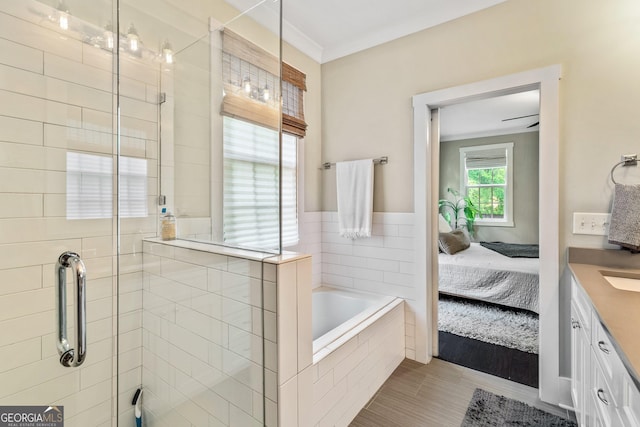 90 Middle St, Senoia, GA 30276 - ensuite bathroom featuring a garden tub, a stall shower, and vanity