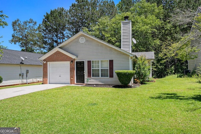 4378 Chestnut Oaks Trce, Lithonia, GA 30038 - ranch-style house featuring driveway, a garage, a chimney, and a front yard
