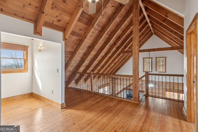435 Ranch Mountan Dr, Dahlonega, GA 30533 - bonus room featuring hardwood / wood-style floors, healthy amount of natural light, wooden ceiling, baseboards, and ceiling fan