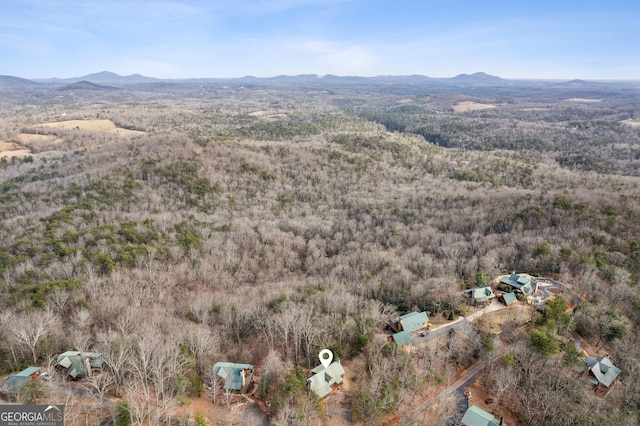 435 Ranch Mountan Dr, Dahlonega, GA 30533 - aerial overview of property's location with a mountain backdrop and a forest