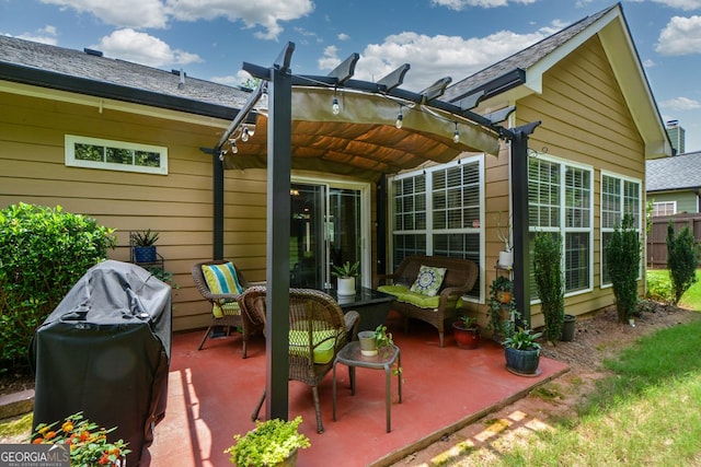 9013 Aldbury Dr, Locust Grove, GA 30248 - view of patio / terrace with a pergola, area for grilling, and an outdoor hangout area