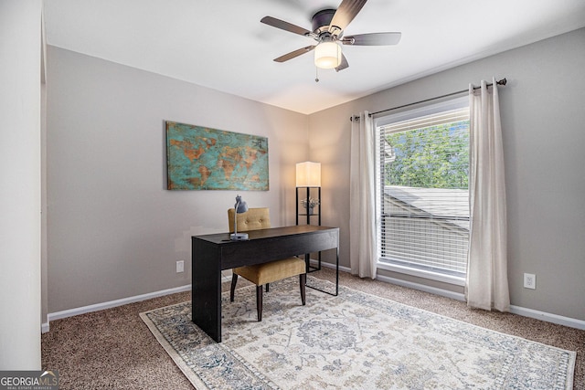 6172 Brookwood Rd, Peachtree Corners, GA 30092 - carpeted office featuring ceiling fan and baseboards