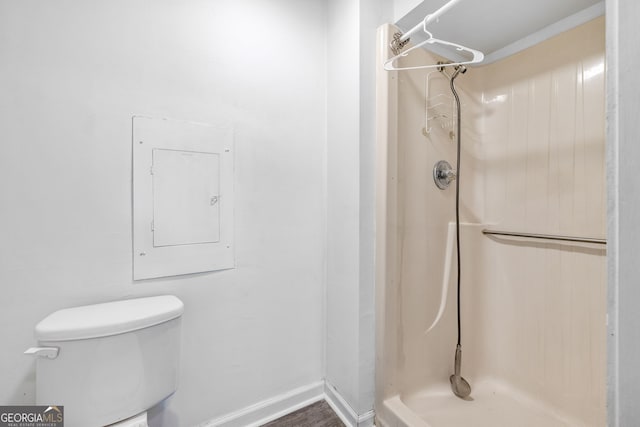 136 Briarwood Dr, Toccoa, GA 30577 - bathroom with a shower, electric panel, and toilet