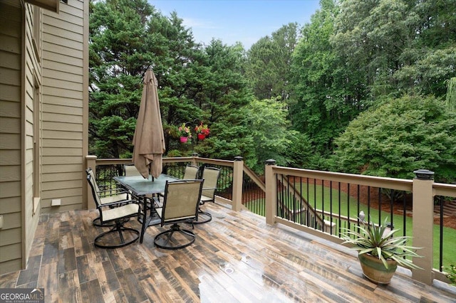 161 Highgrove Dr, Suwanee, GA 30024 - wooden deck with outdoor dining space